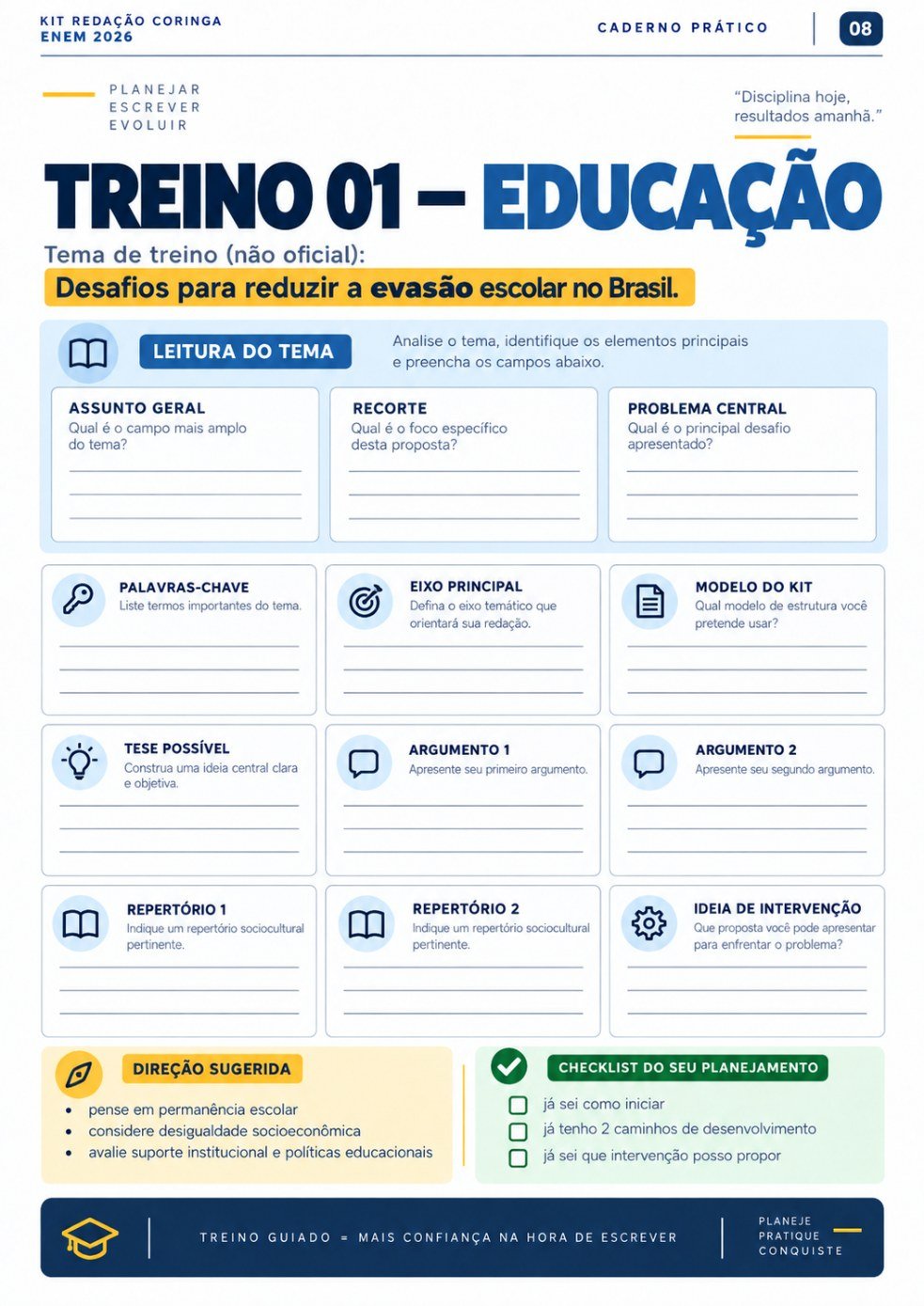 Treino temático do caderno prático